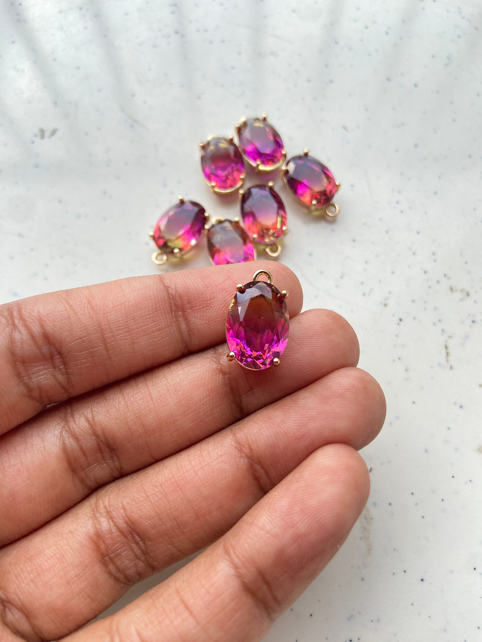 Thumbnail: Faceted dual colour oval glass charm