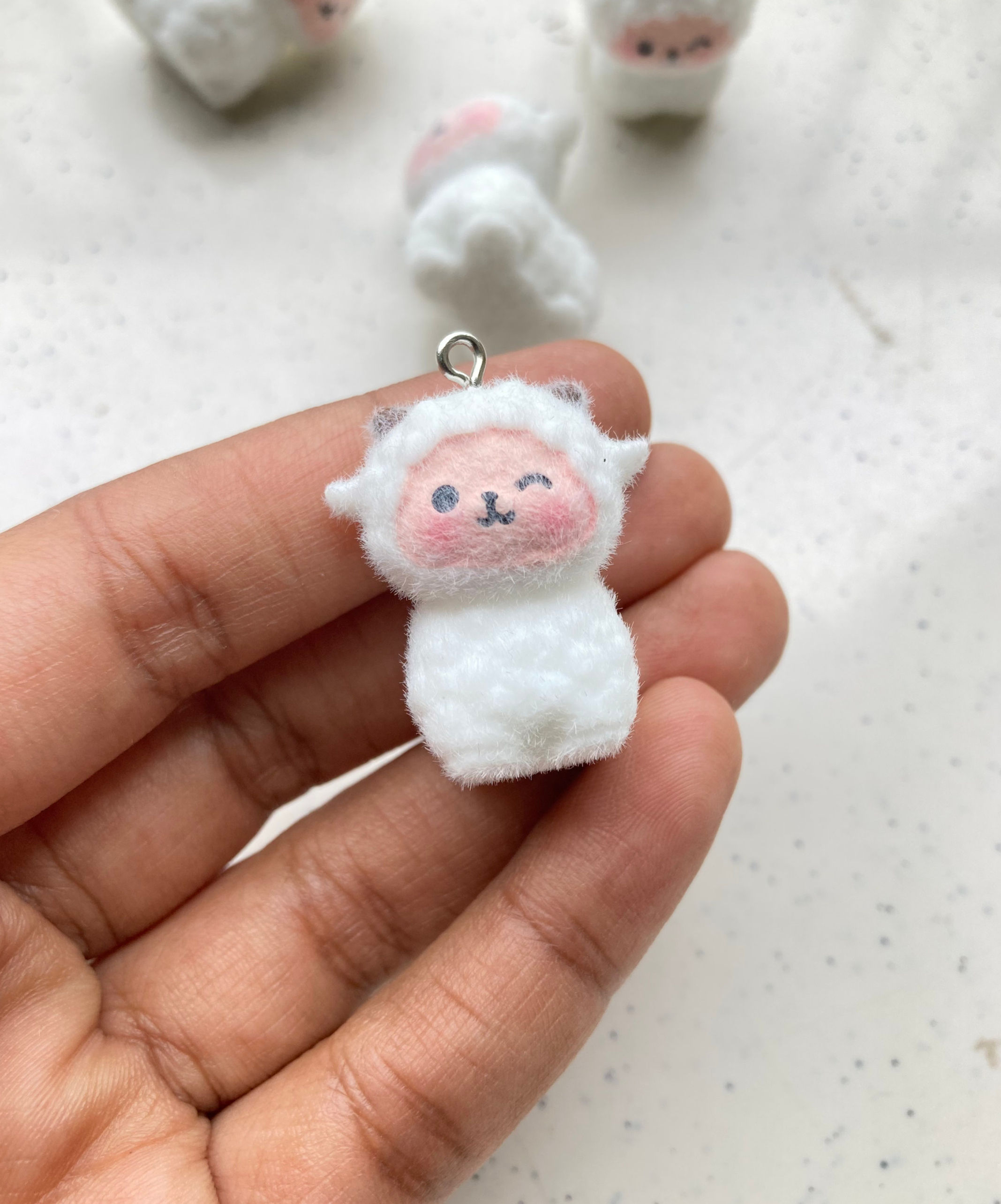 Velvet texture resin sheep charm