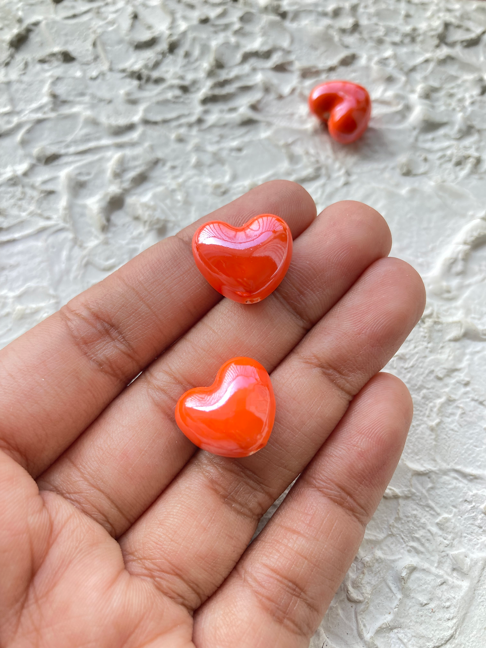 Thumbnail: Porcelain colourful heart bead, vertically drilled