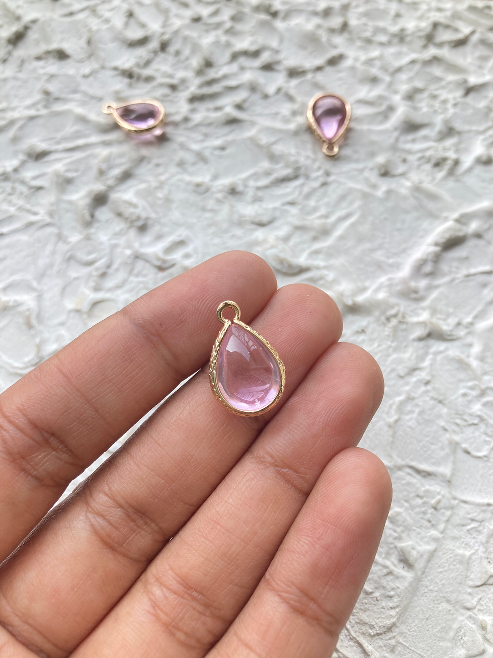 Thumbnail: Gold tone brass teardrop charm