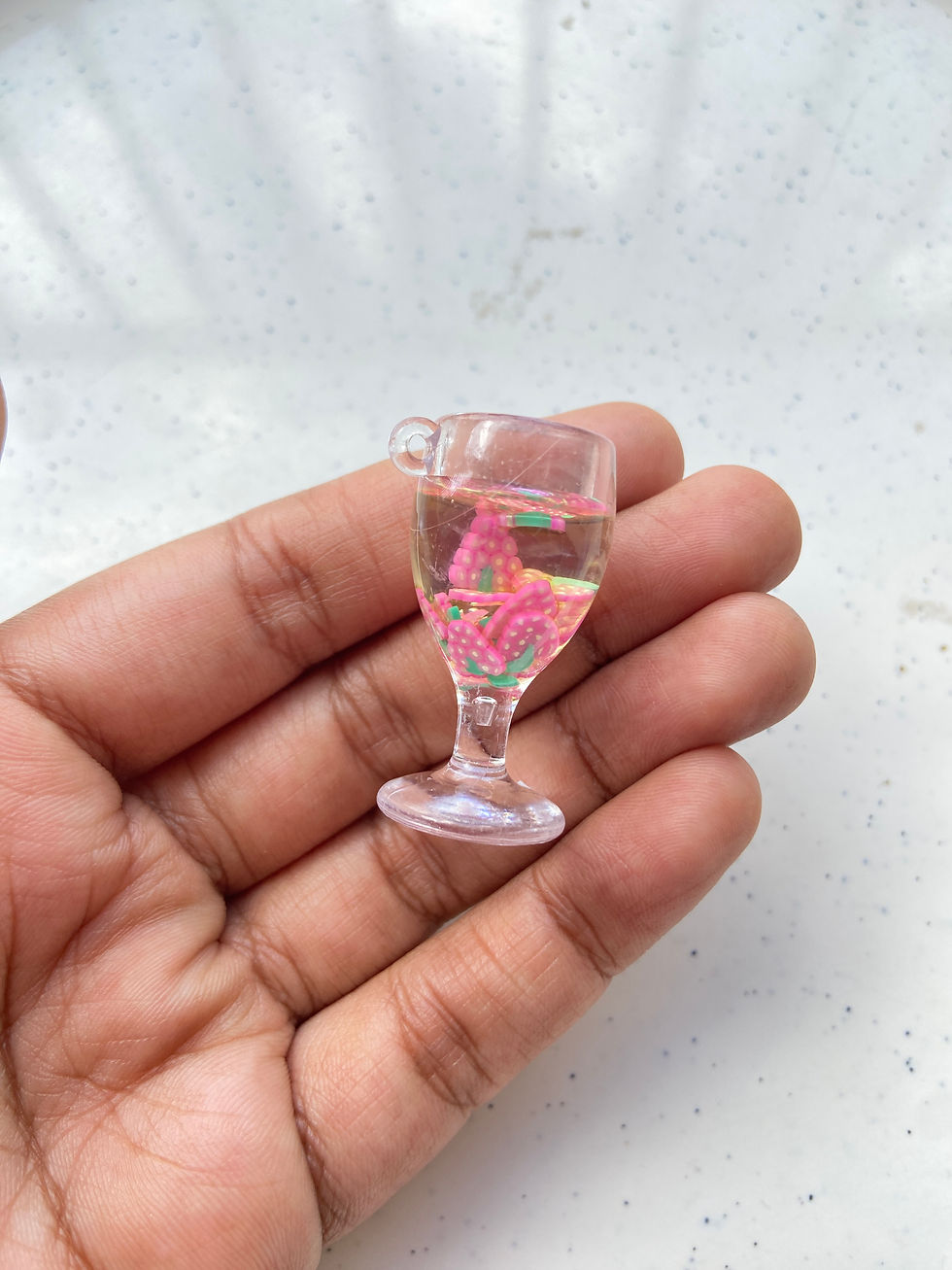 Thumbnail: 37*22.5*19mm, resin fruit juice glass charm