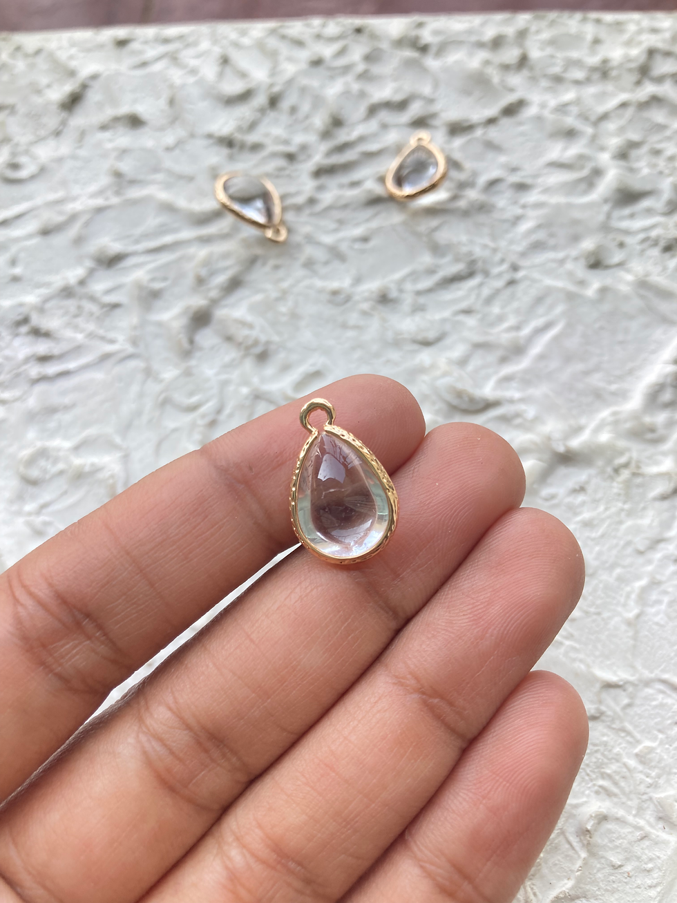 Thumbnail: Gold tone brass teardrop charm