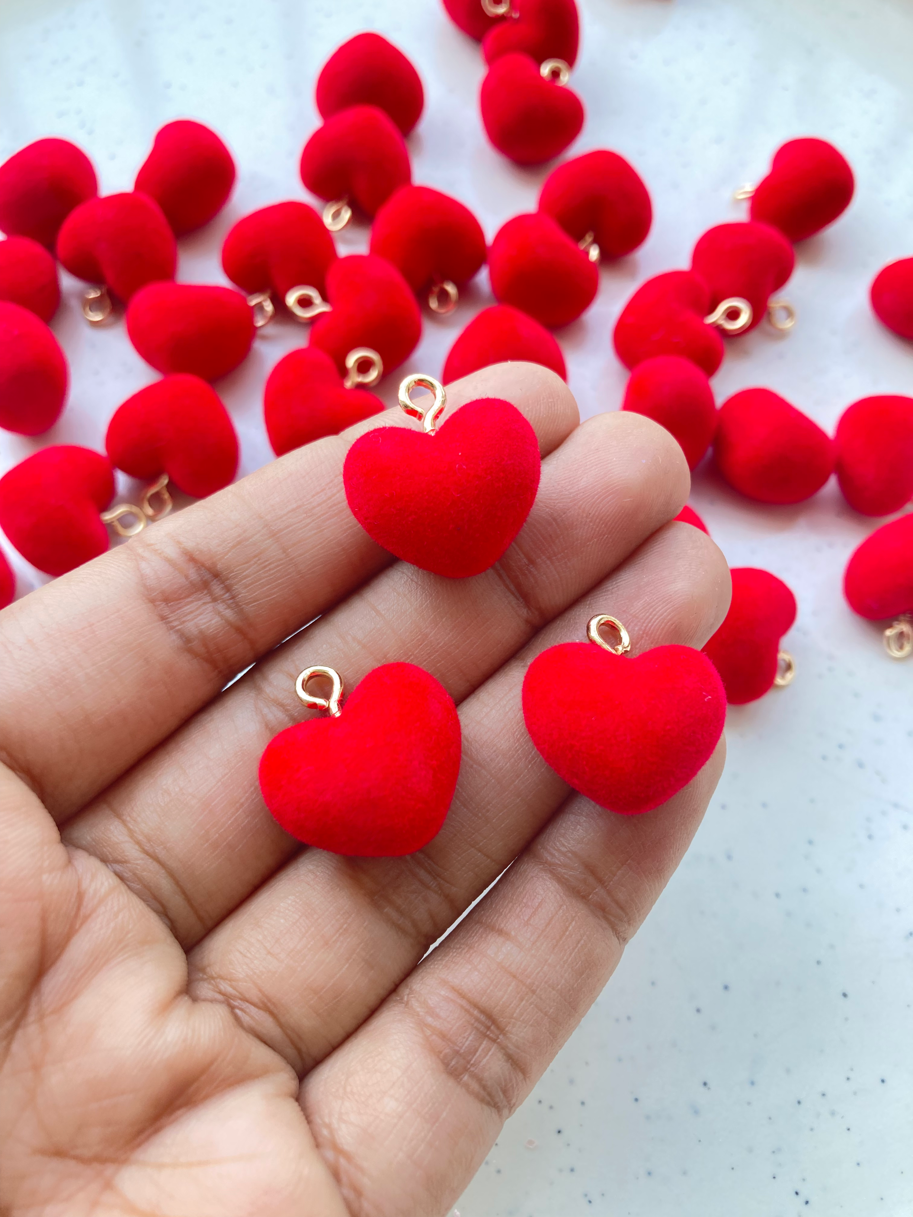 Velvet textured heart charm