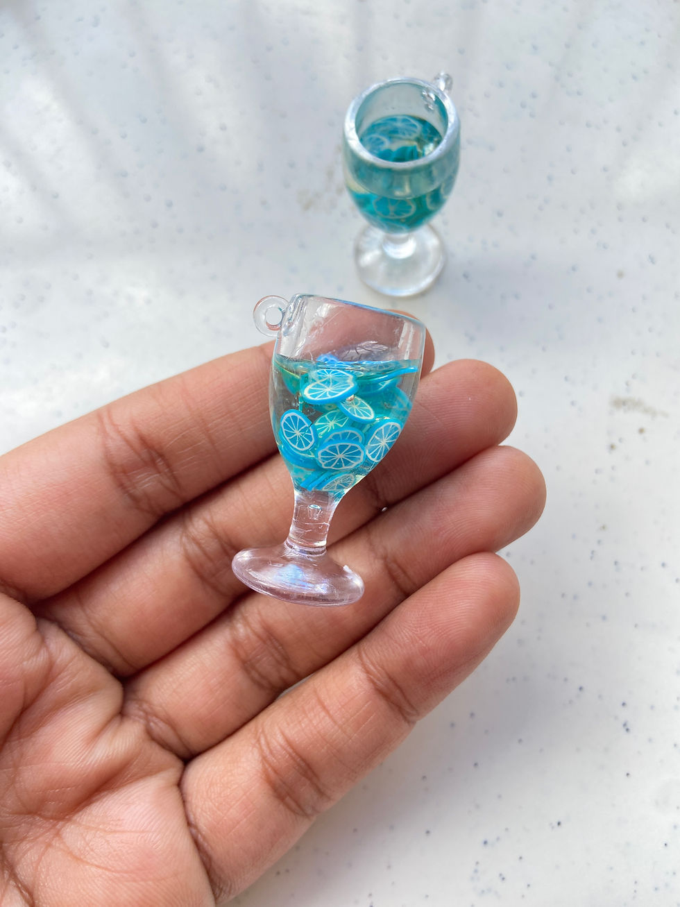 Thumbnail: 37*22.5*19mm, resin fruit juice glass charm
