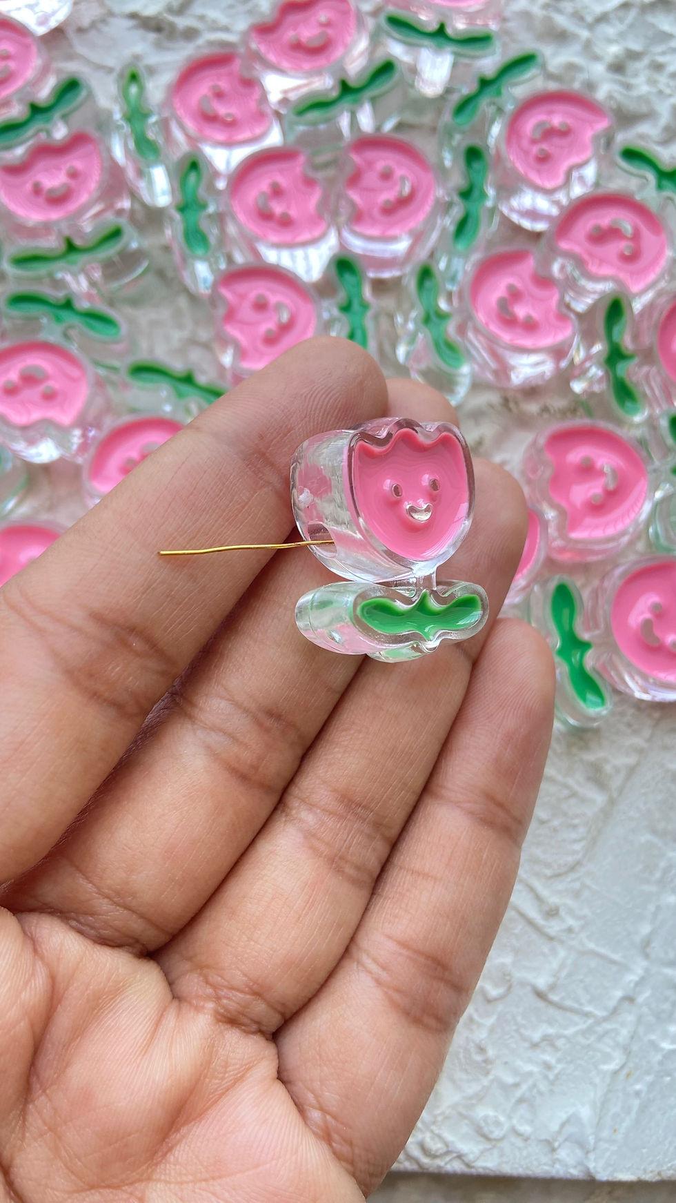 Thumbnail: Big acrylic tulip bead, Horizontally drilled, (1pc)