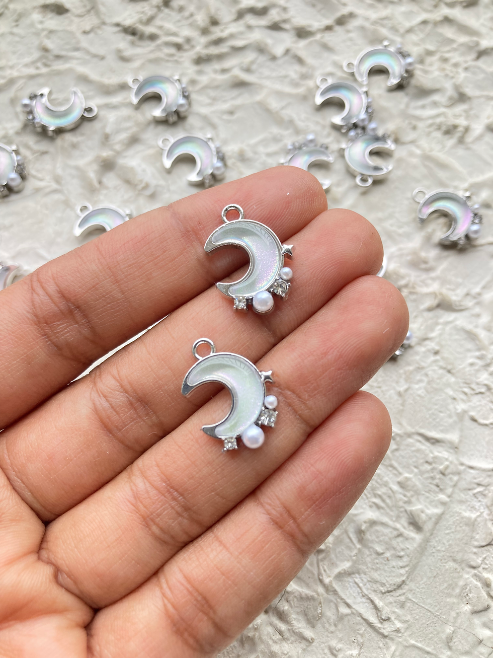 Thumbnail: Moon with rhinestone & imitation pearl charm