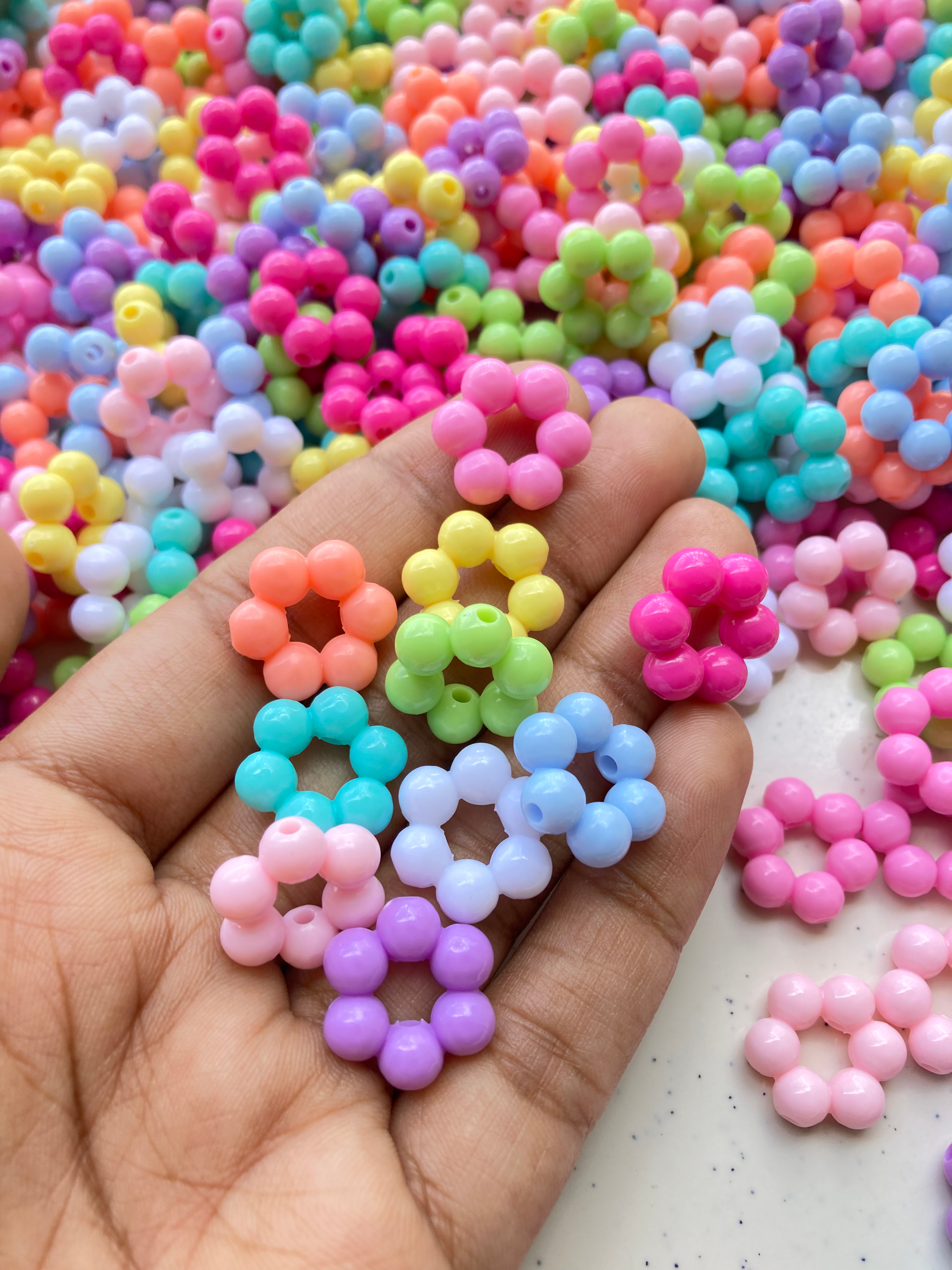 Colourful acrylic bead frame flower shape bead