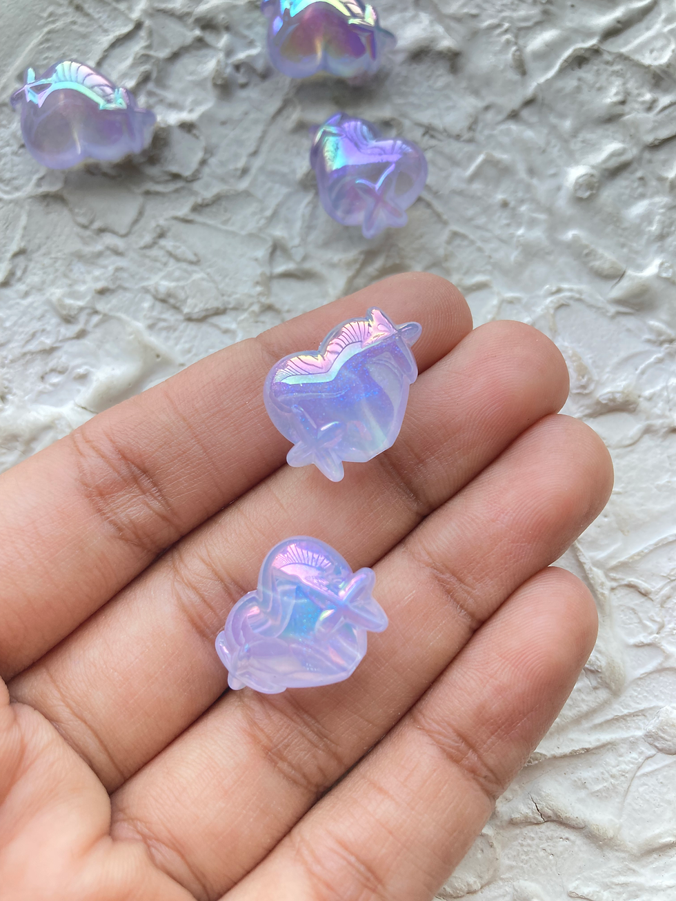 Thumbnail: Glitter glow in dark twinkle heart bead