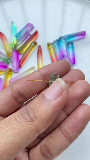 Thumbnail: Bullet shape single hole double tone glass bead