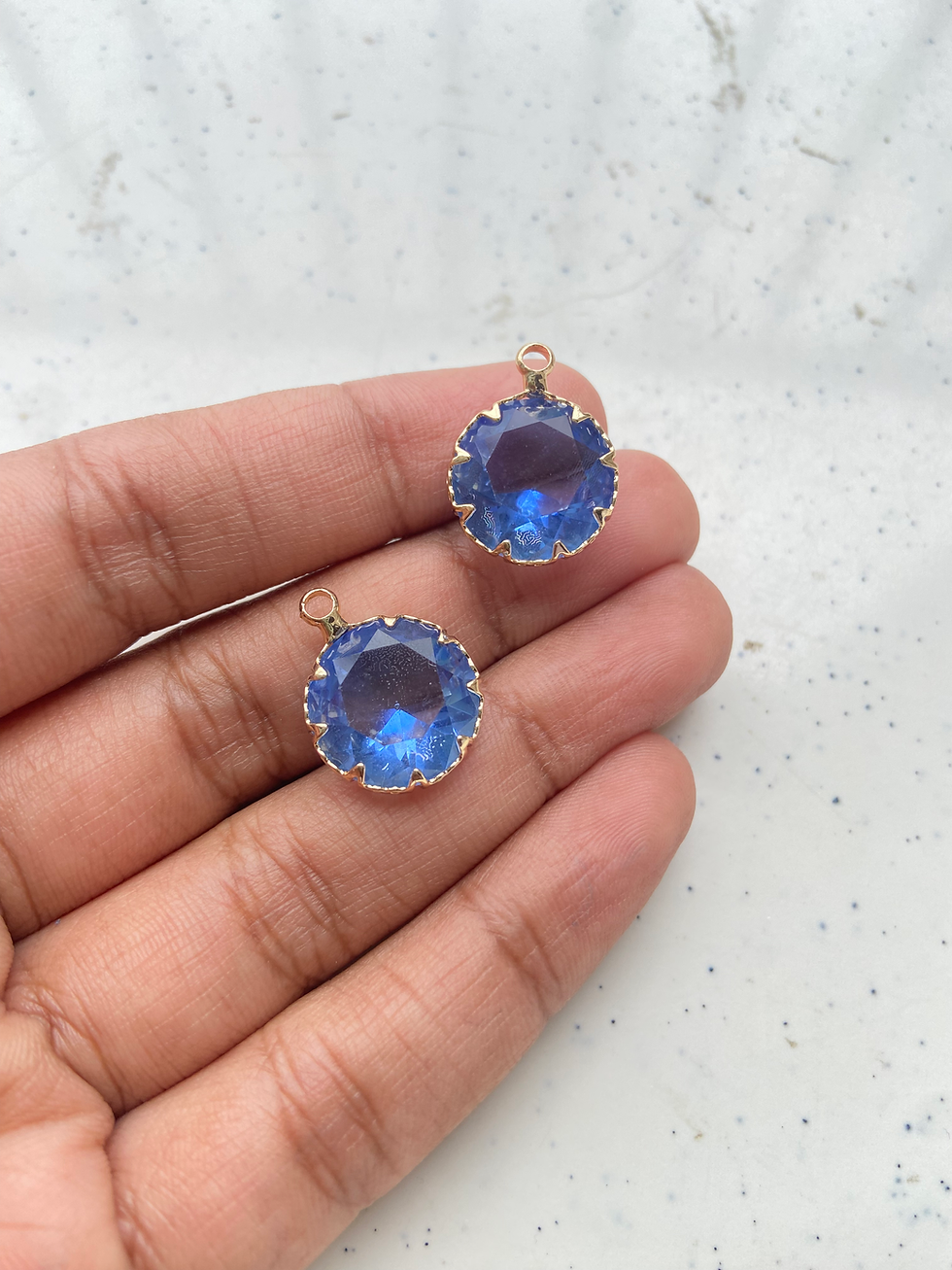 Thumbnail: Two tone faceted glass round charm