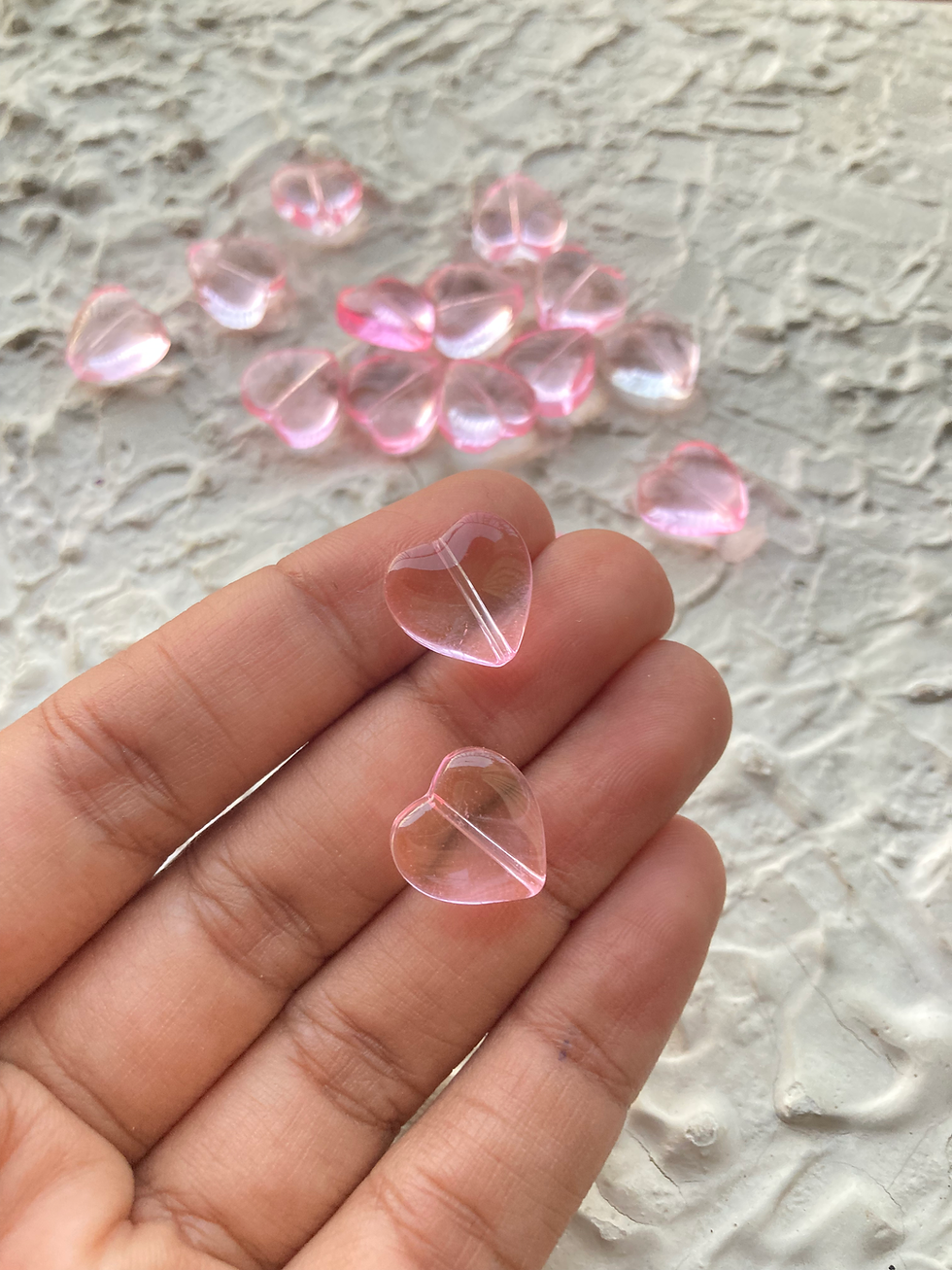 Thumbnail: Multi colour transparent heart glass bead