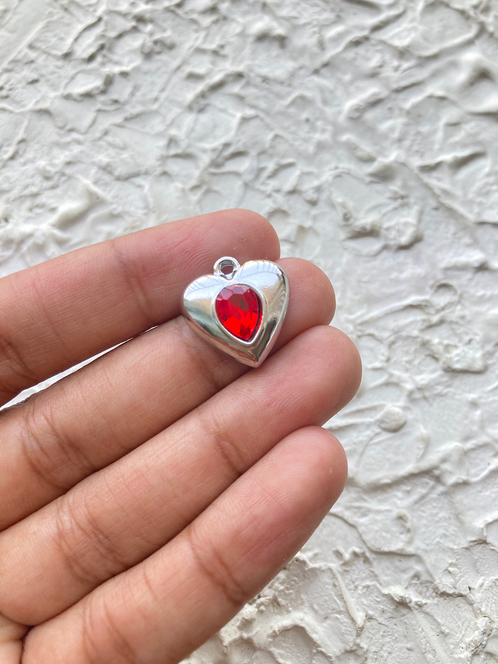 Thumbnail: 304 stainless steel heart with rhinestone charm