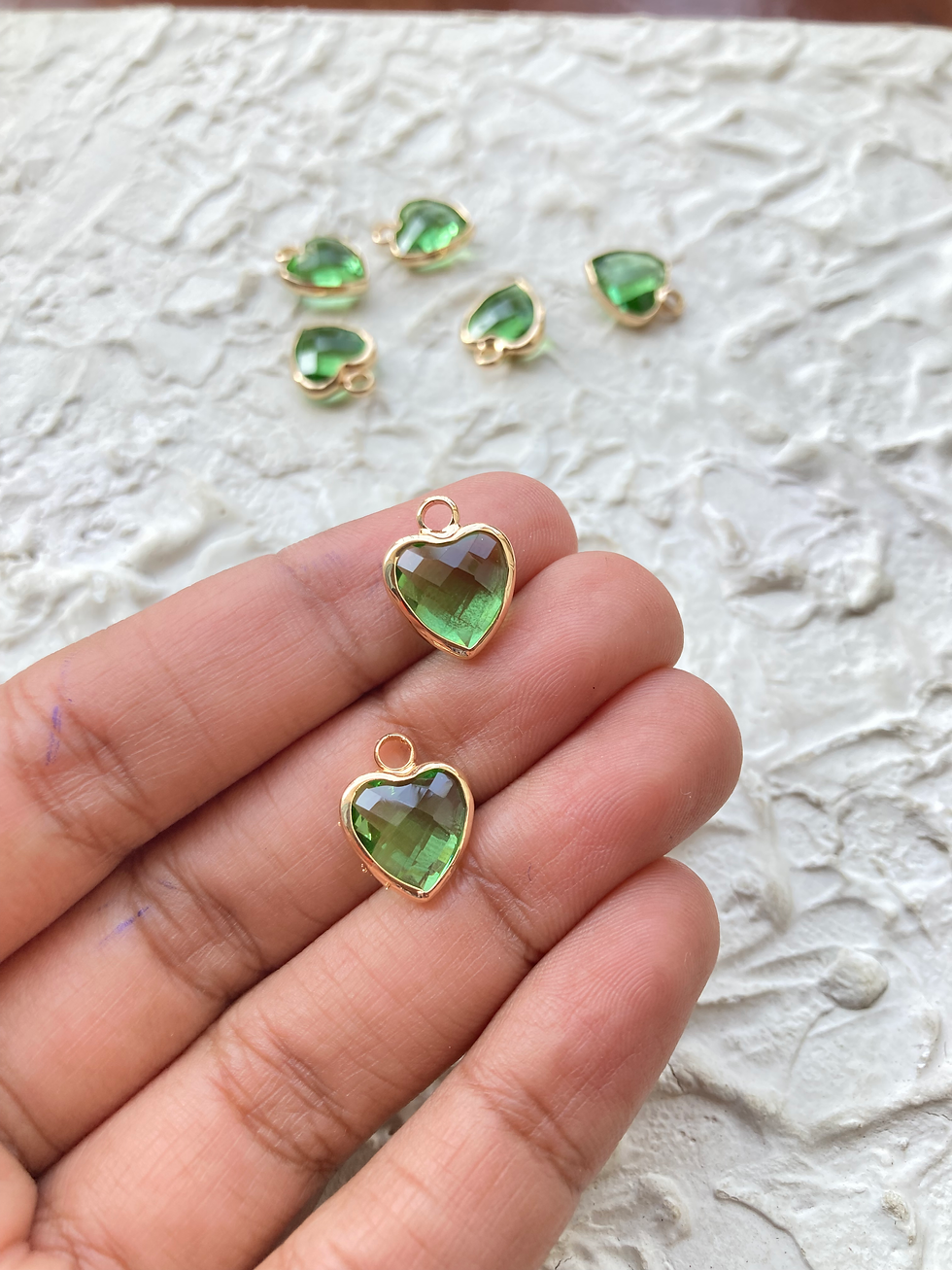 Thumbnail: Faceted glass colourful heart charm
