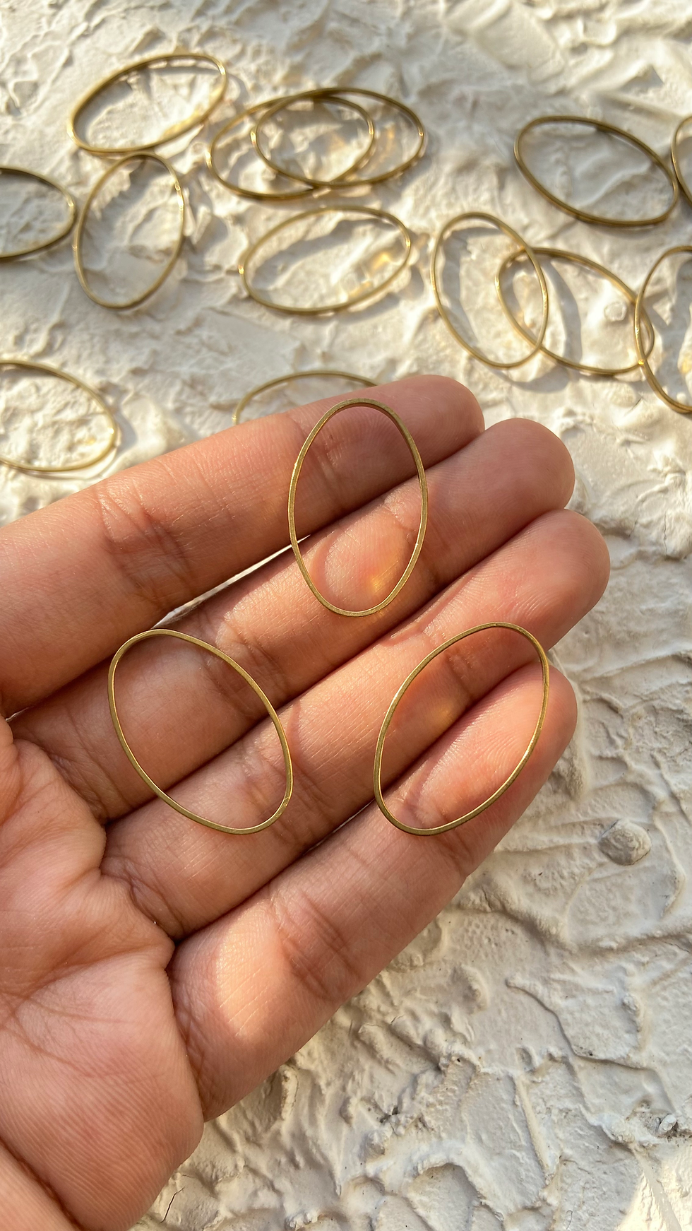 Thumbnail: Raw Brass Hollow Oval Charm