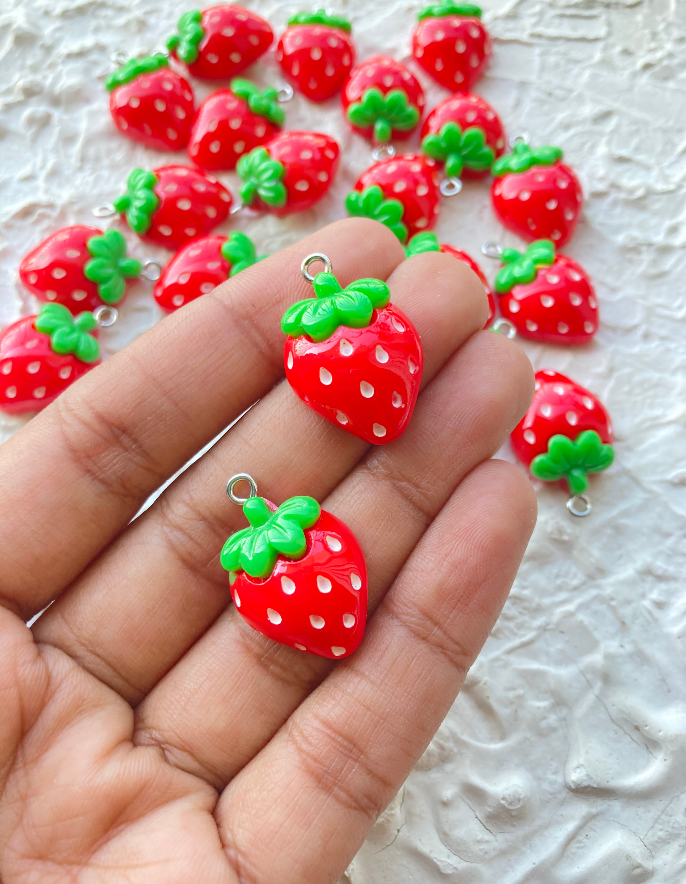 Flat back resin strawberry charm