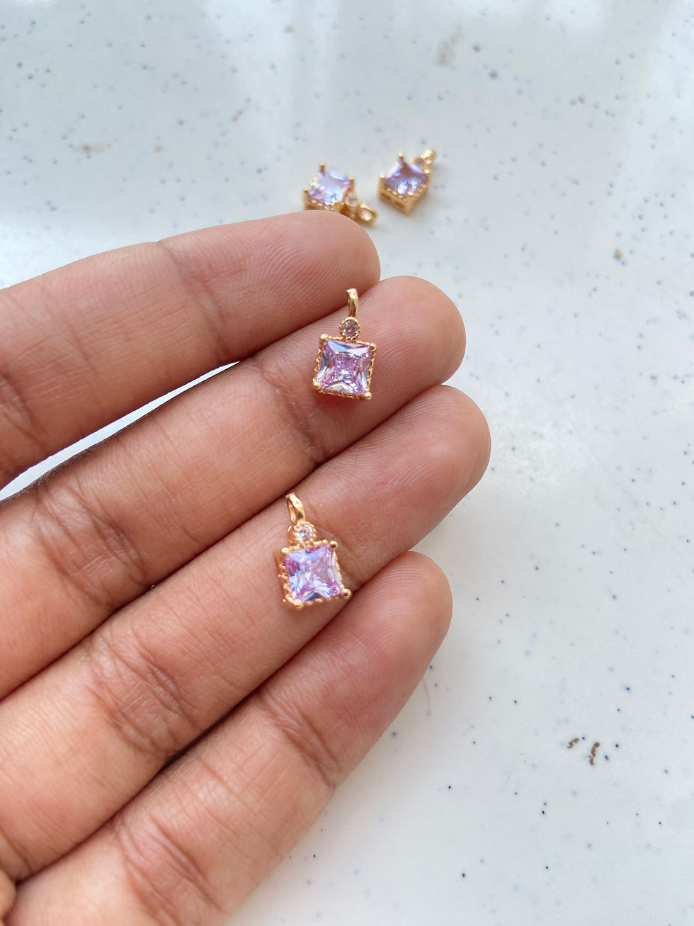 Thumbnail: Square shape with daimond stone on top charm