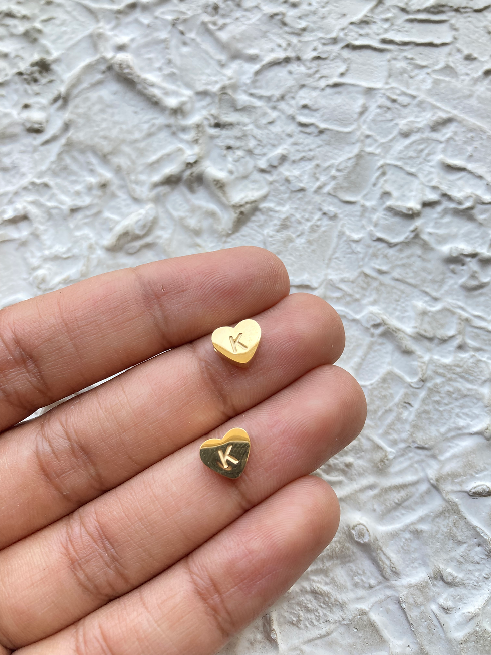 Thumbnail: Stainless steel golden heart shape bead already stamp (Part-1)