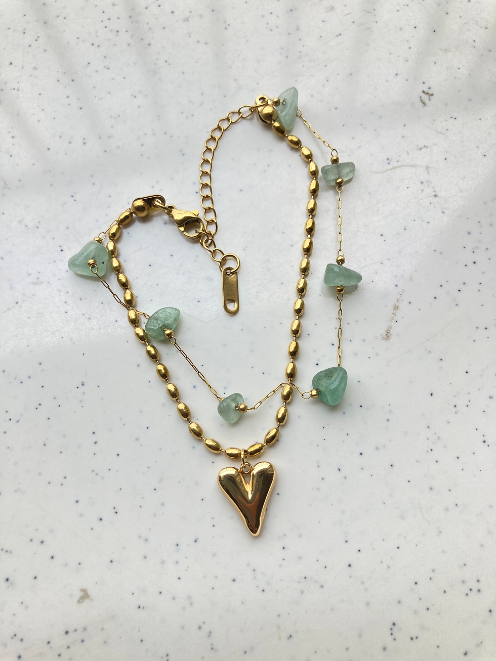 Thumbnail: Readymade double layer with heart & stone bracelet