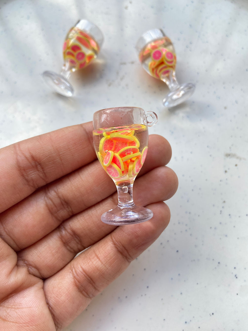 Thumbnail: 37*22.5*19mm, resin fruit juice glass charm
