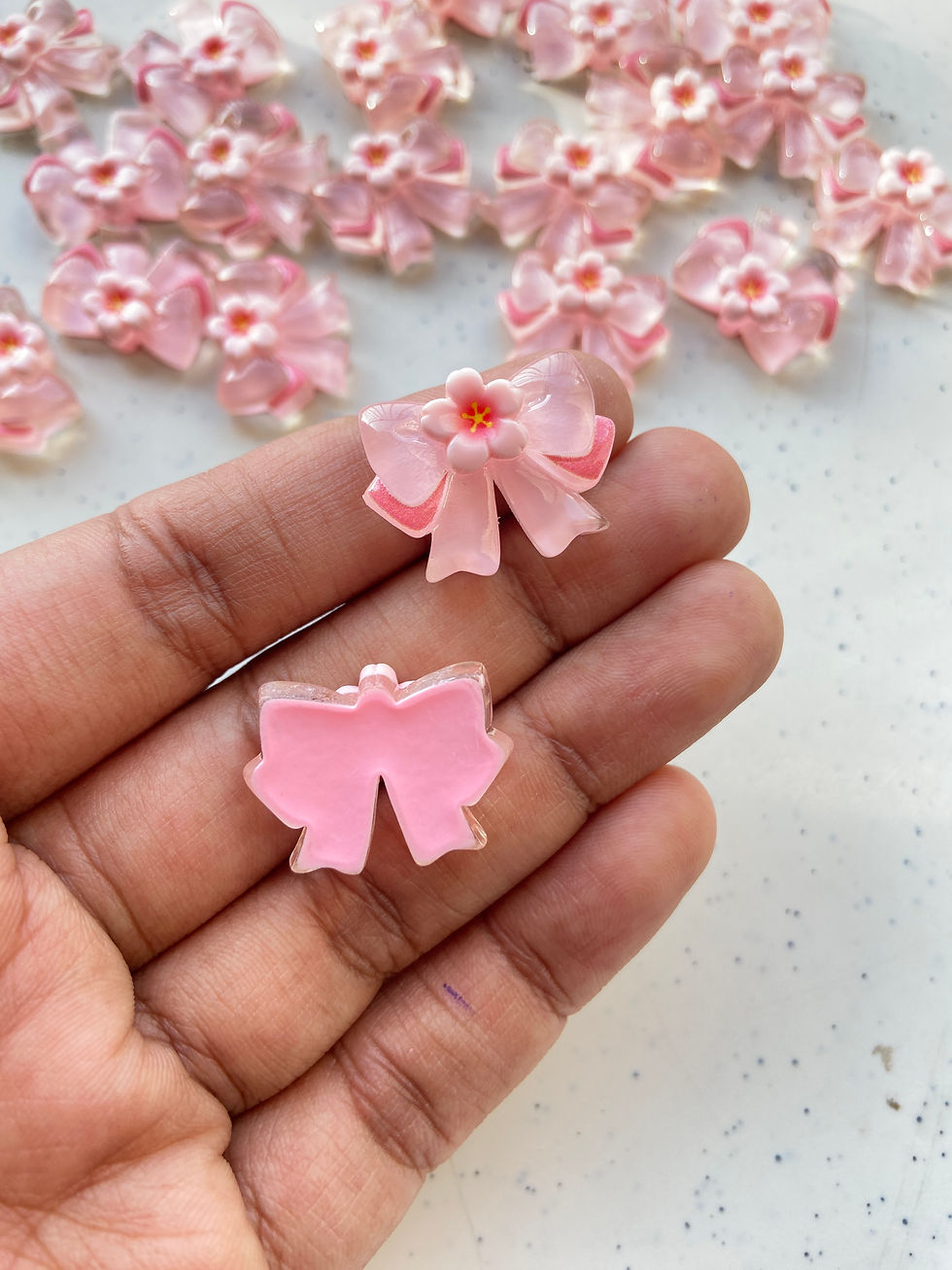 Thumbnail: Resin bow with sakura cabachon charm (no hook,no holes)