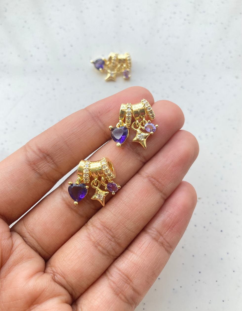 Thumbnail: Zircon slider charm with star & pearl hanging