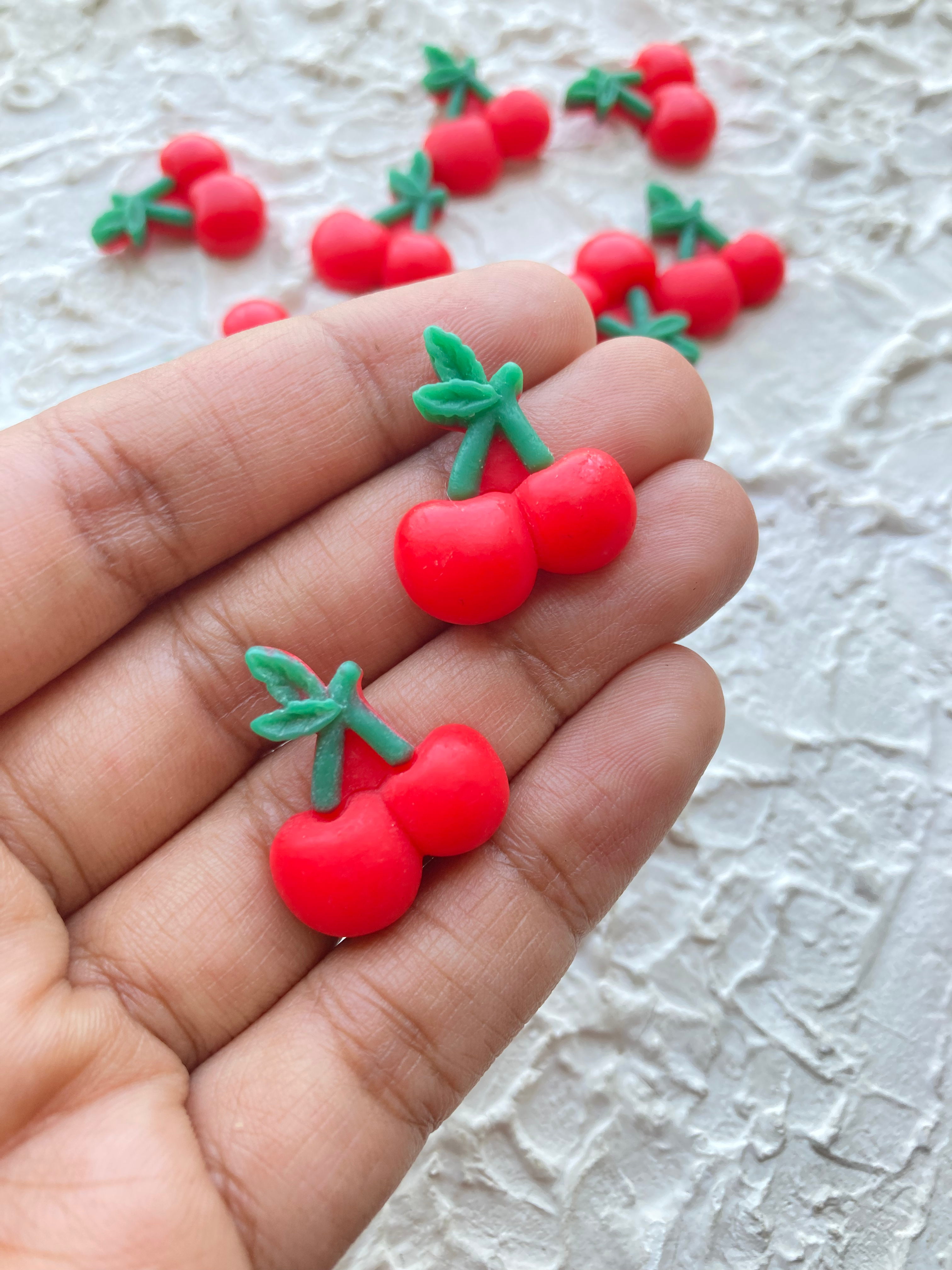 Resin cherry cabachon charm (no hook)