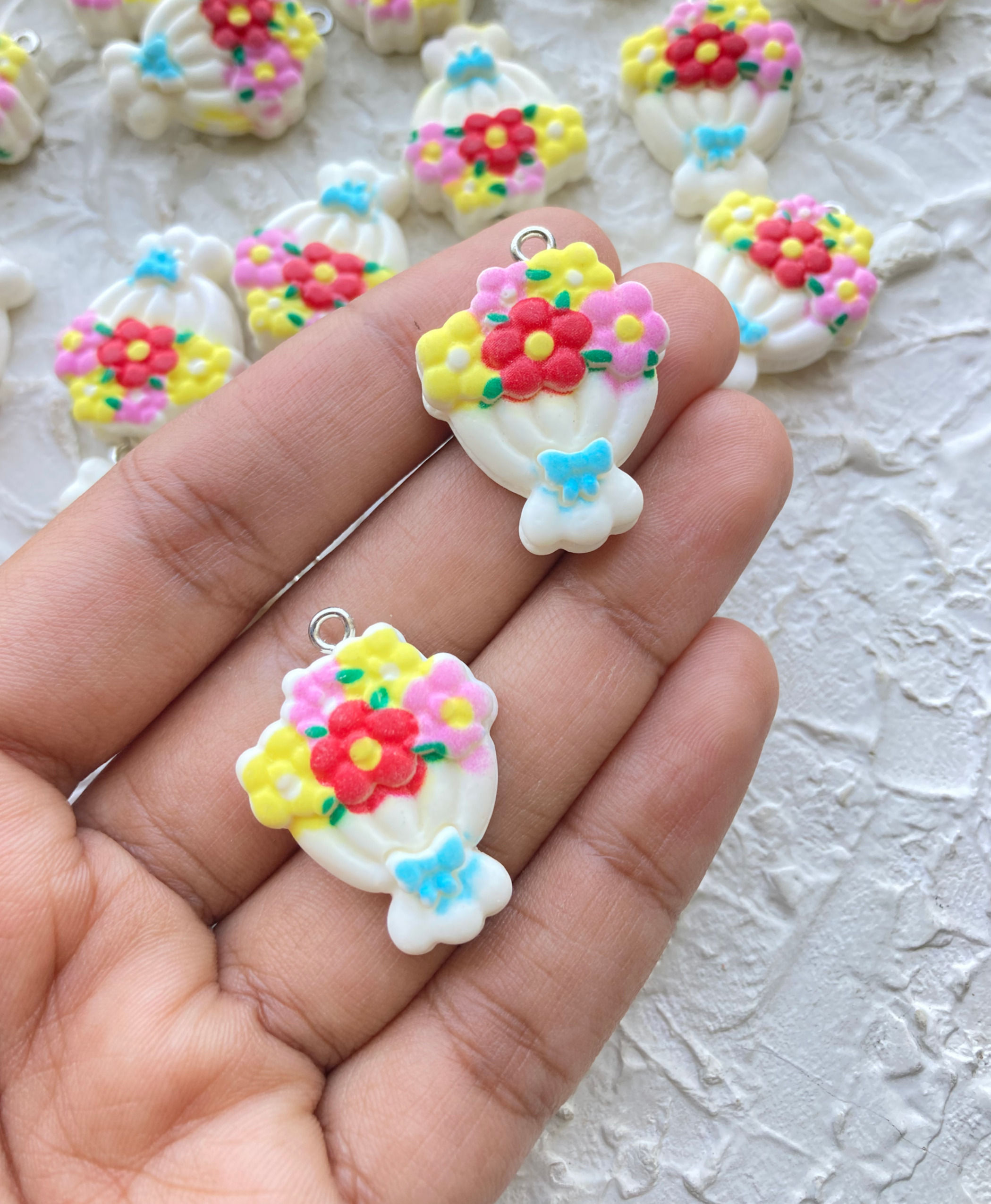Resin white bouquet charm