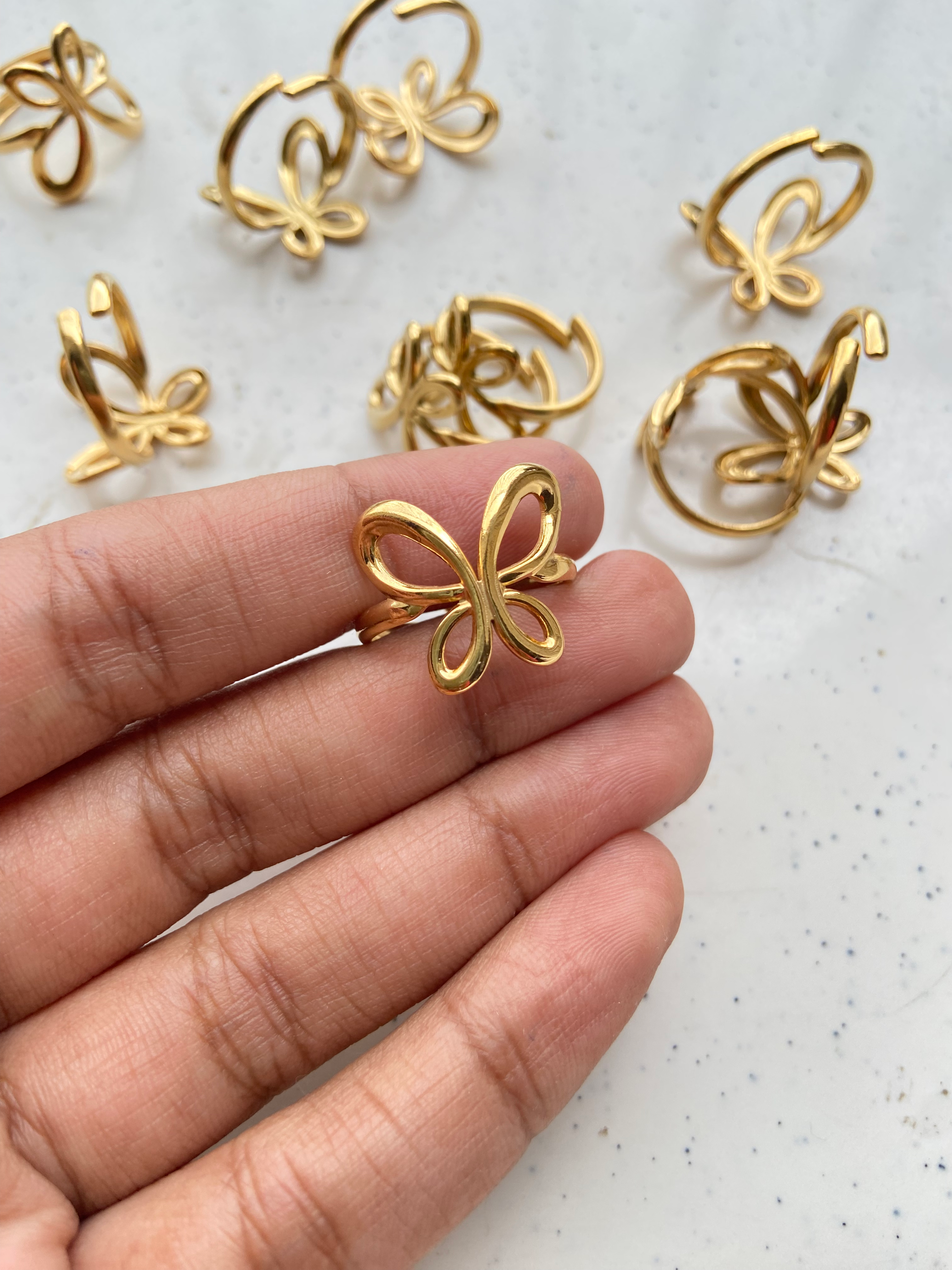 Readymade hollow butterfly adjustable ring