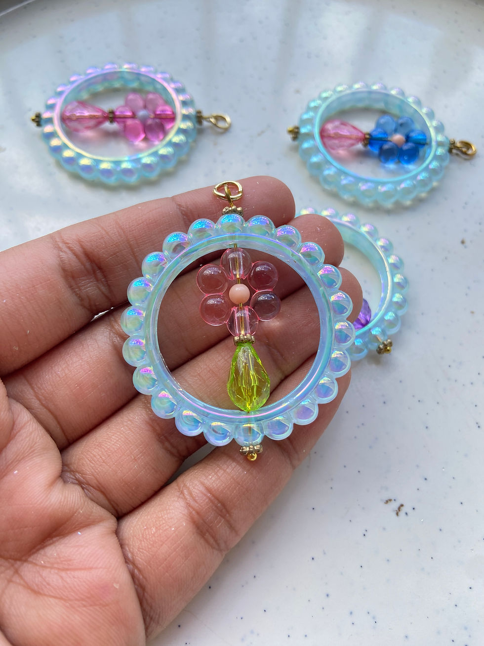 Thumbnail: Acrylic round frame with flower charm