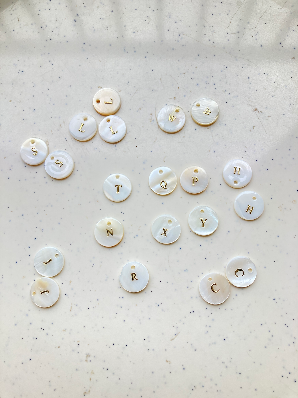 Thumbnail: Shell pendant with alphabet round charm