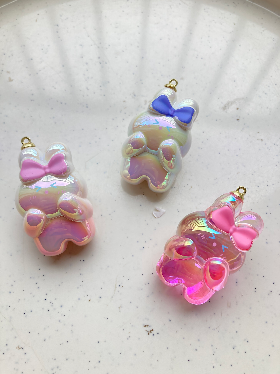 Thumbnail: Iridescent acrylic big 3D rabbit with bow charm