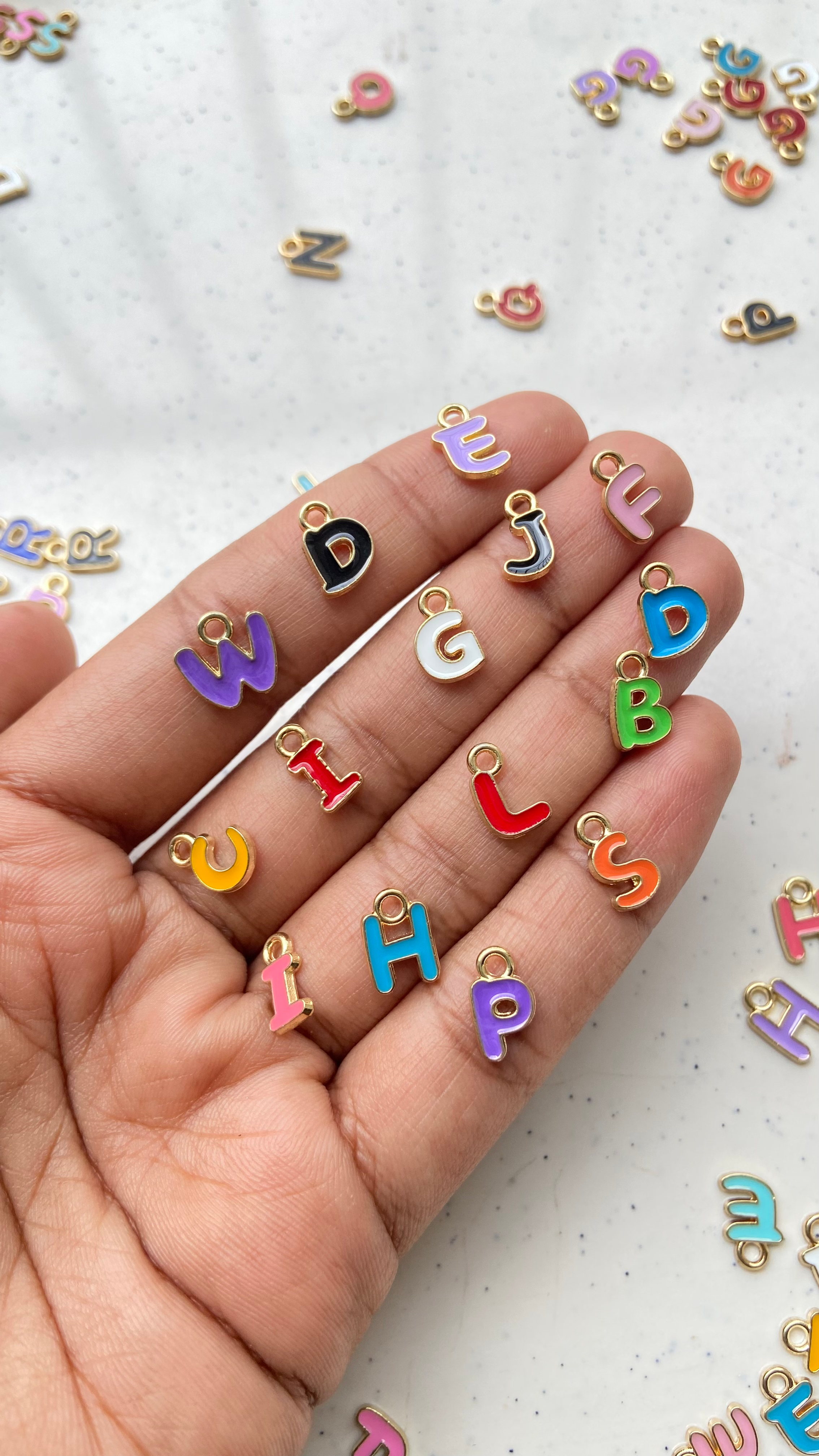 Enamel colourful alphabet charm (A to L)
