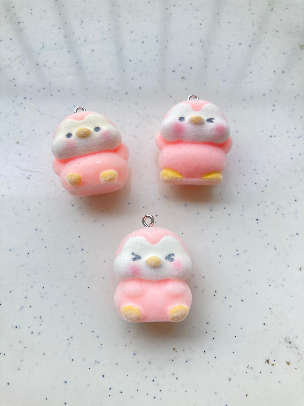 Thumbnail: Pink penguin velvet texture charm