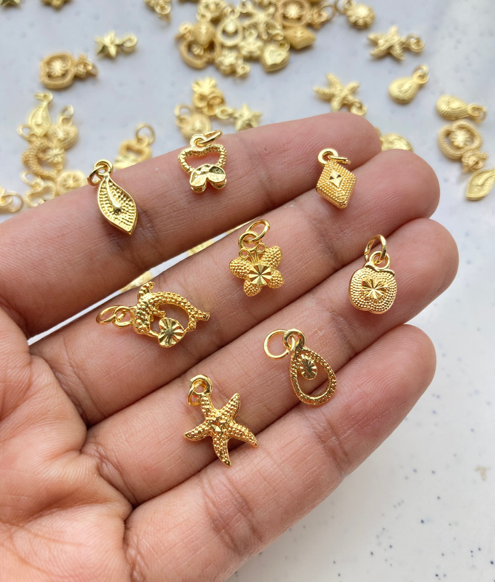 Textured mix shape alloy charm