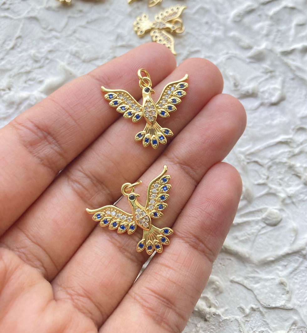 Thumbnail: Phoenix bird zircon charm, anti-tarnish(1pc)