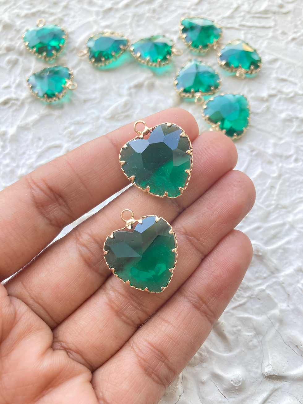 Thumbnail: Mix colour glass heart charm