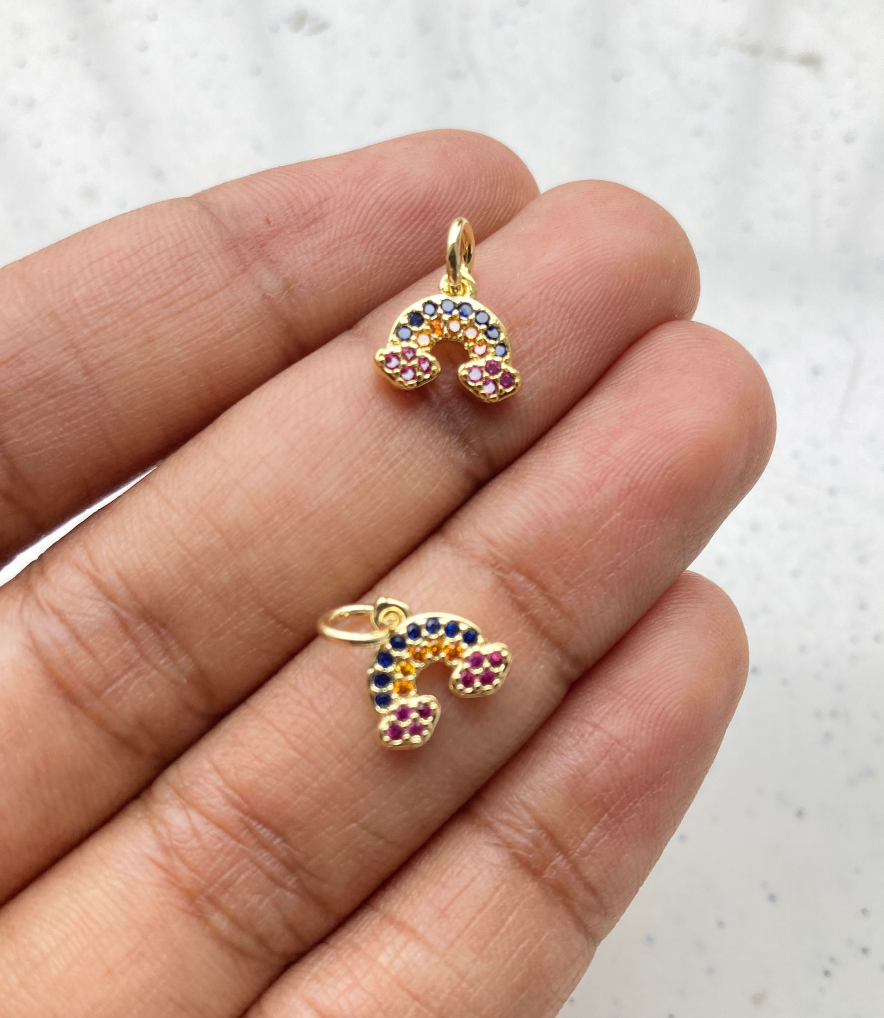 Rainbow mini zircon charm
