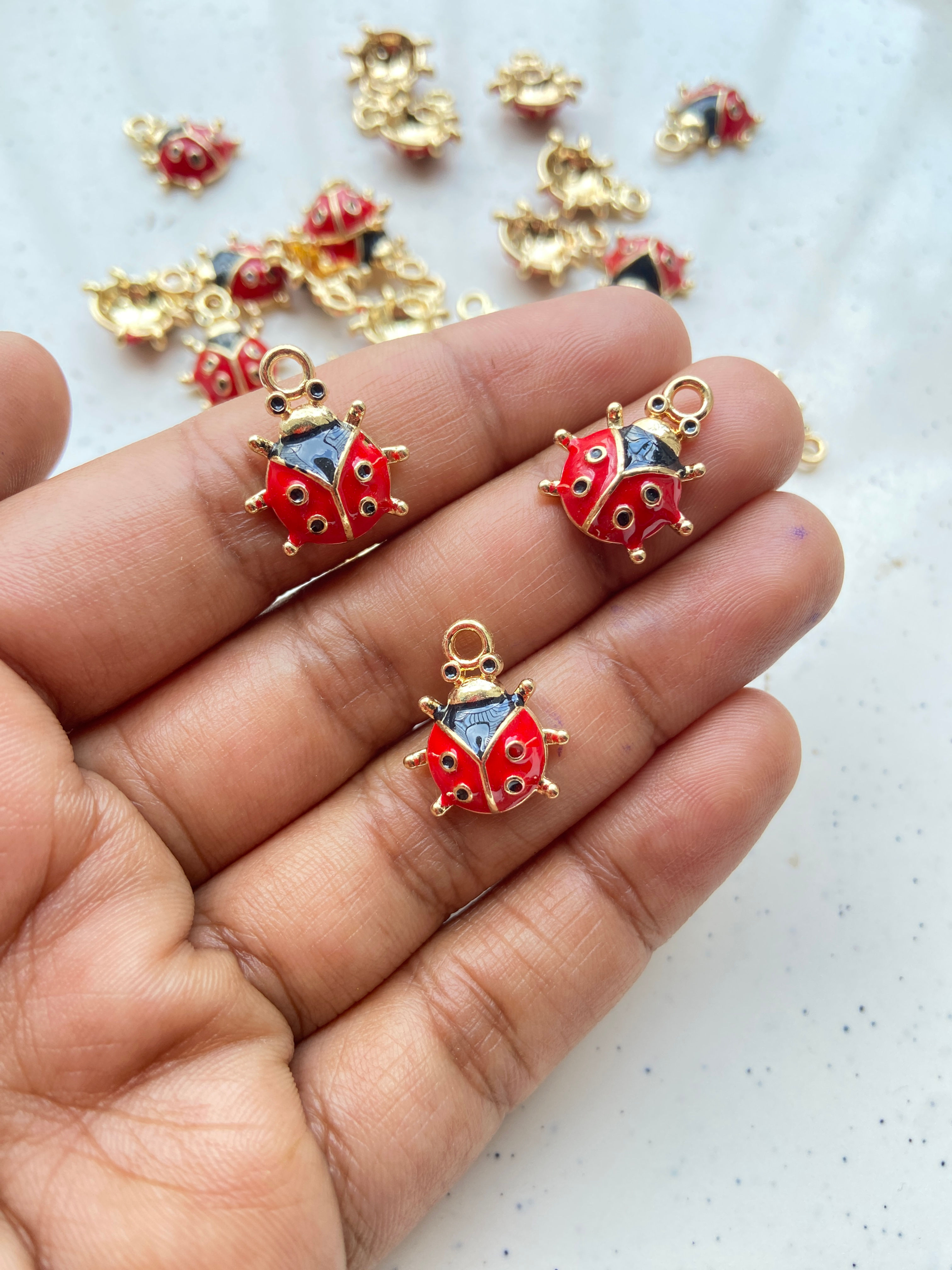 Alloy enamel ladybug charm