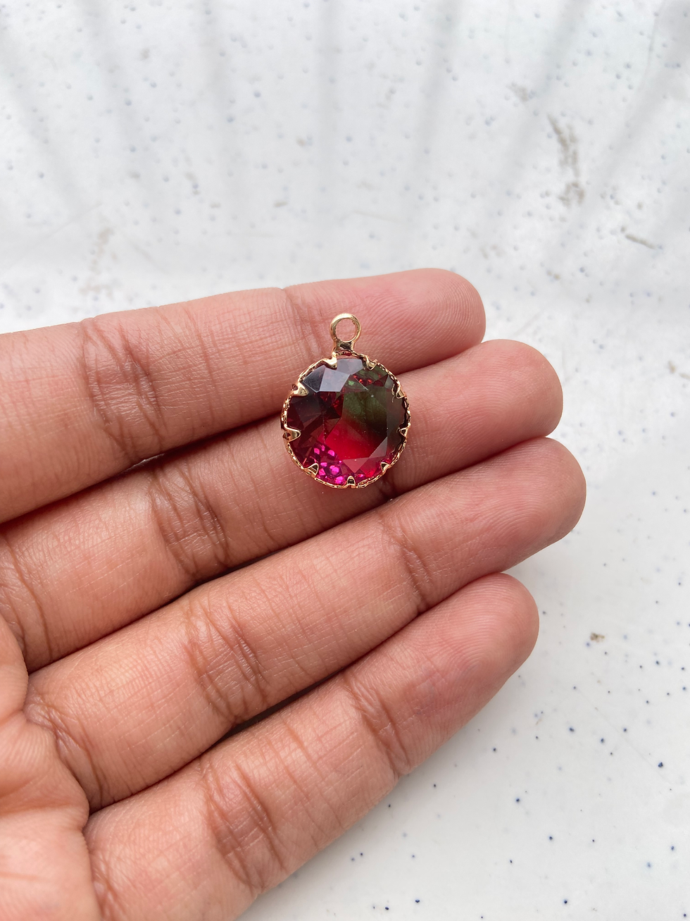 Thumbnail: Two tone faceted glass round charm