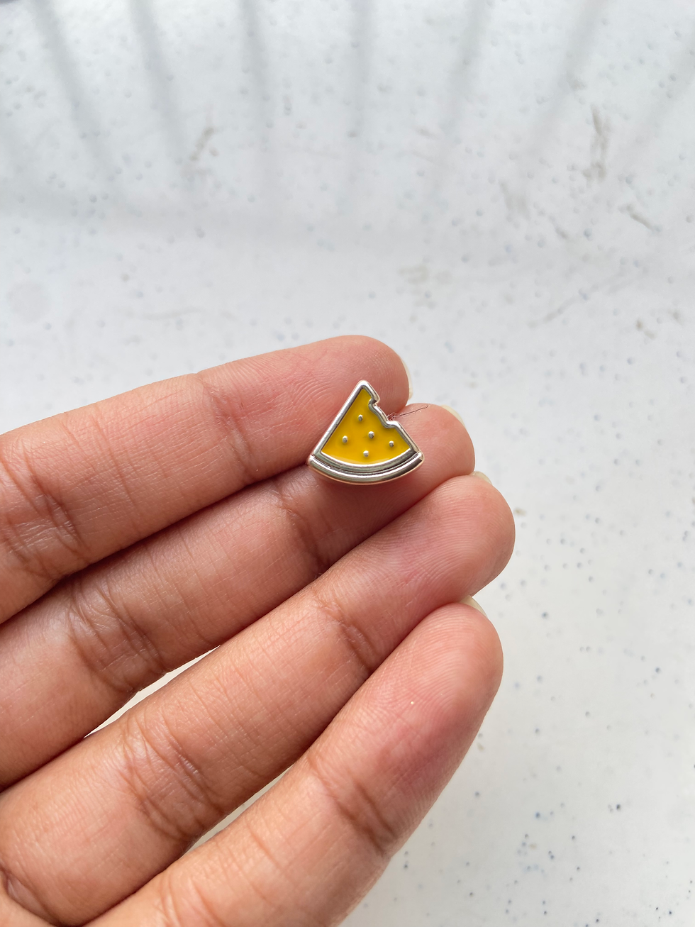 Thumbnail: Pineapple/watermelon acrylic enamel bead, side drilled