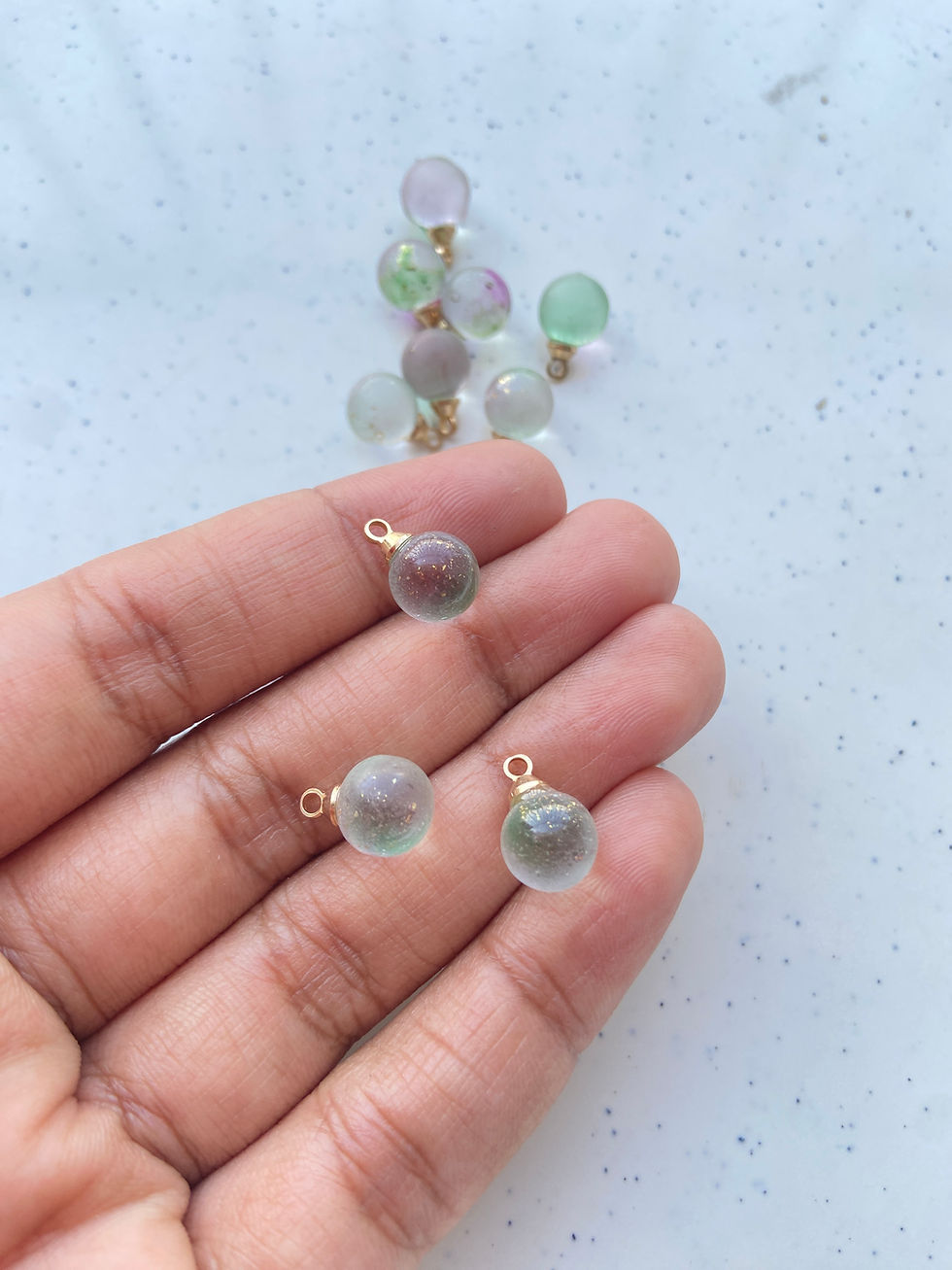 Thumbnail: Glass hanging ball charm with gold fleck