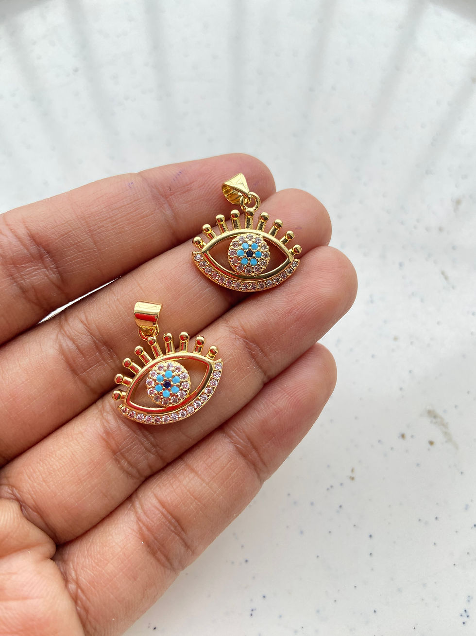 Thumbnail: Premium quality assorted evil eye zircon charm, anti-tarnish
