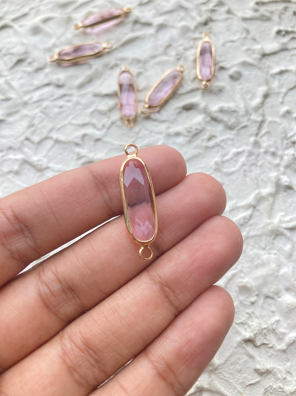 Thumbnail: Long 22.5*6*3.4mm oval glass faceted connector