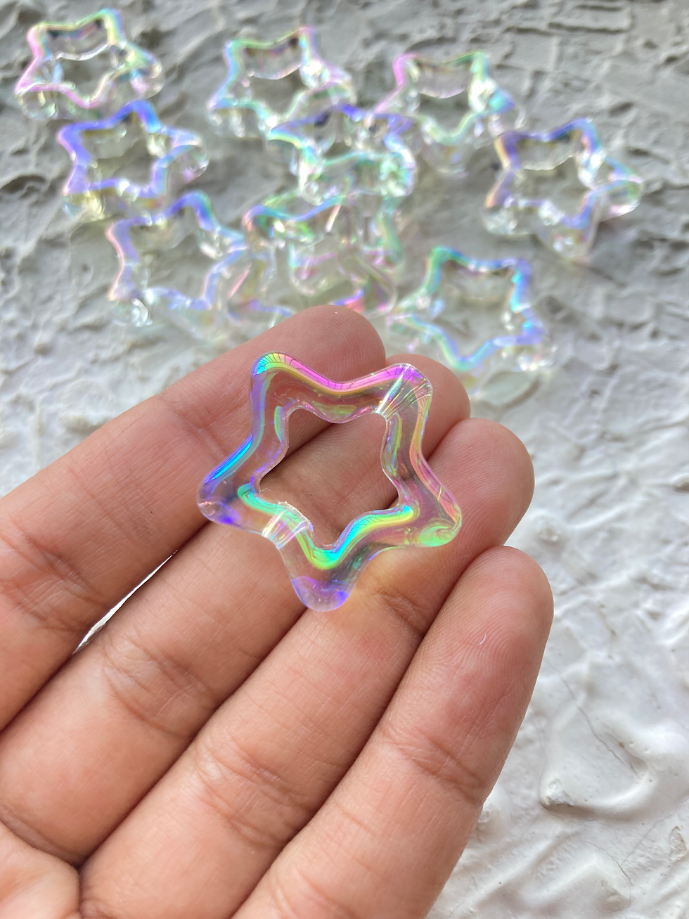 Thumbnail: Holographic chuky star acrylic frame bead
