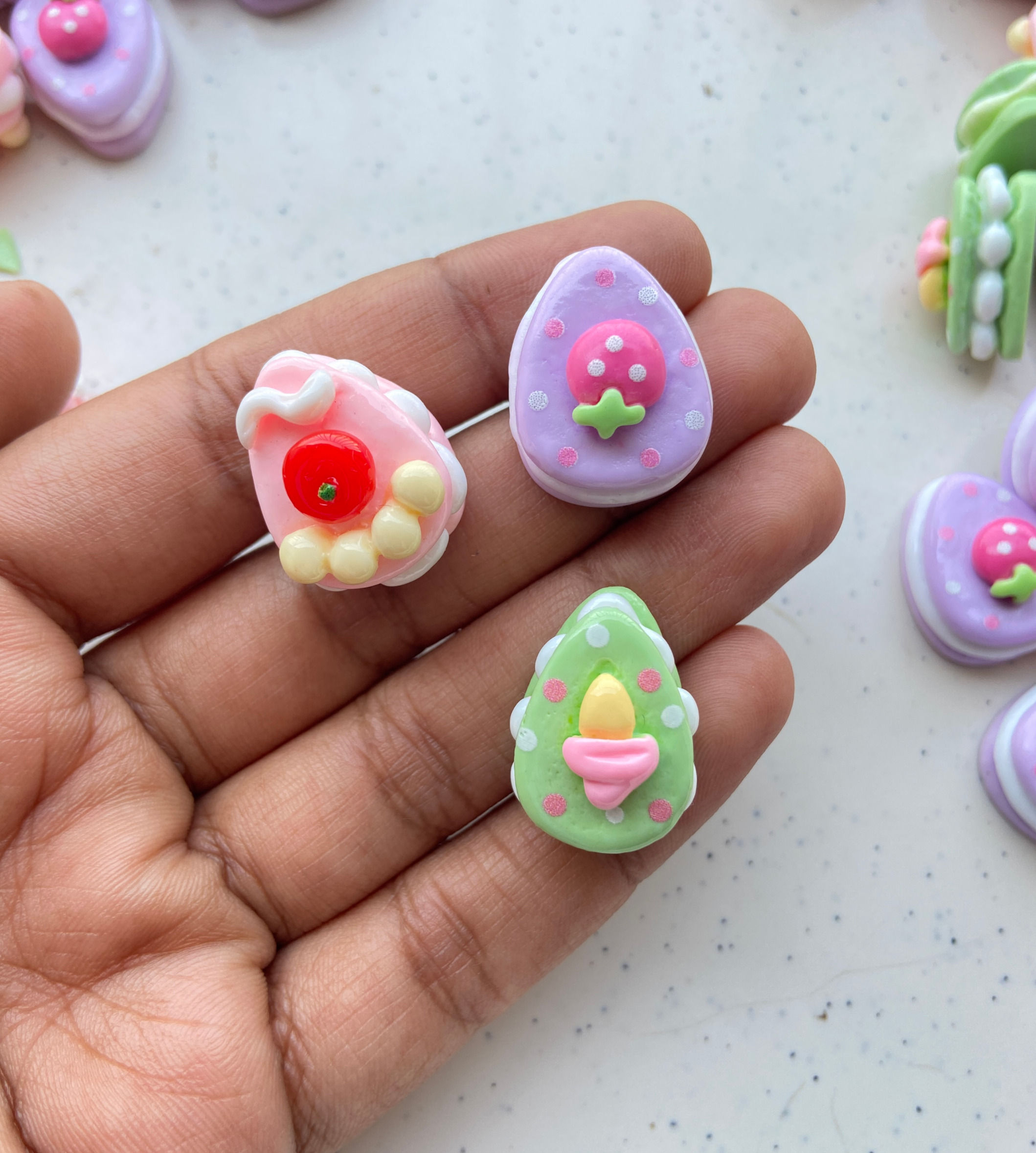 Resin pastry mix cabachon charm (no hook, no drill)