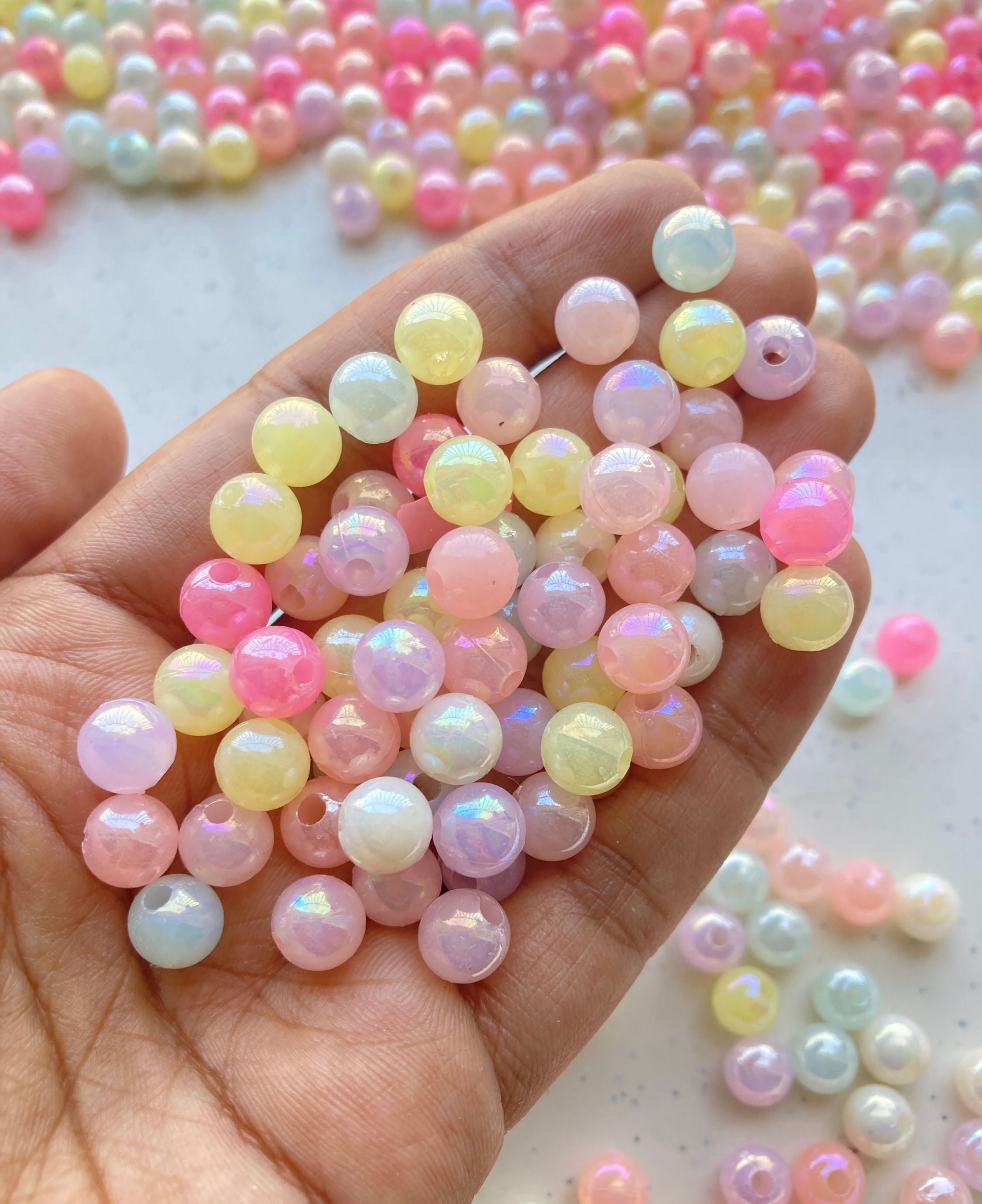 Shiny plastic colourful round beads