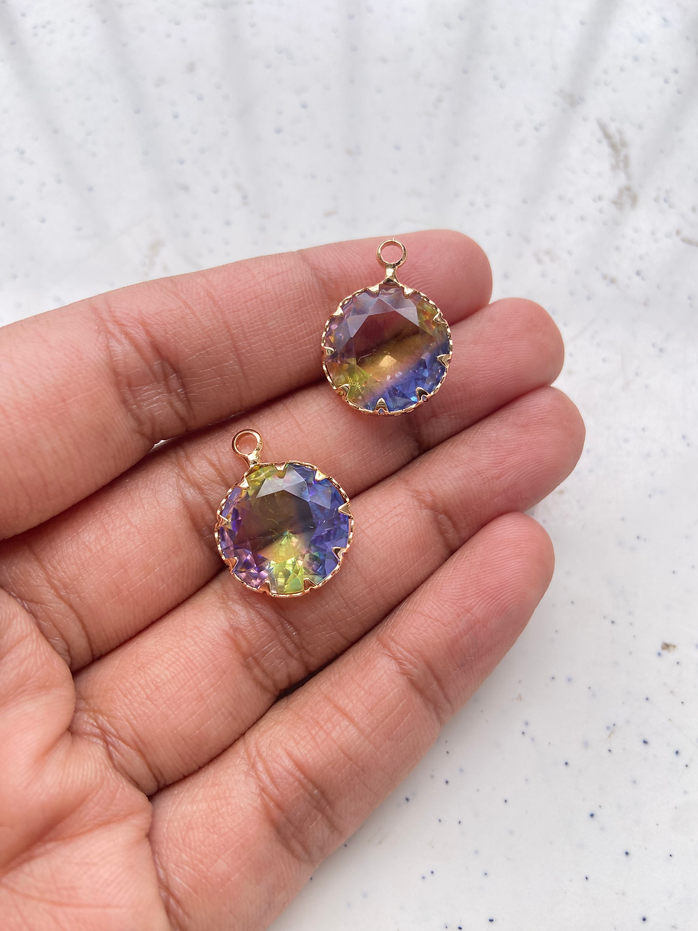 Thumbnail: Two tone faceted glass round charm