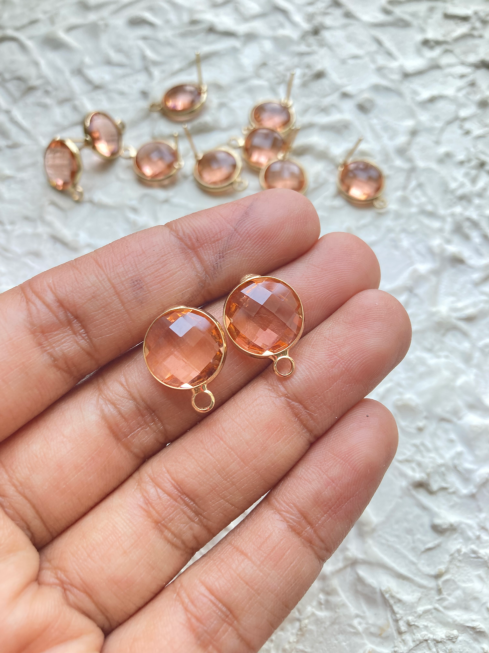 Thumbnail: Colourful round glass brass stud