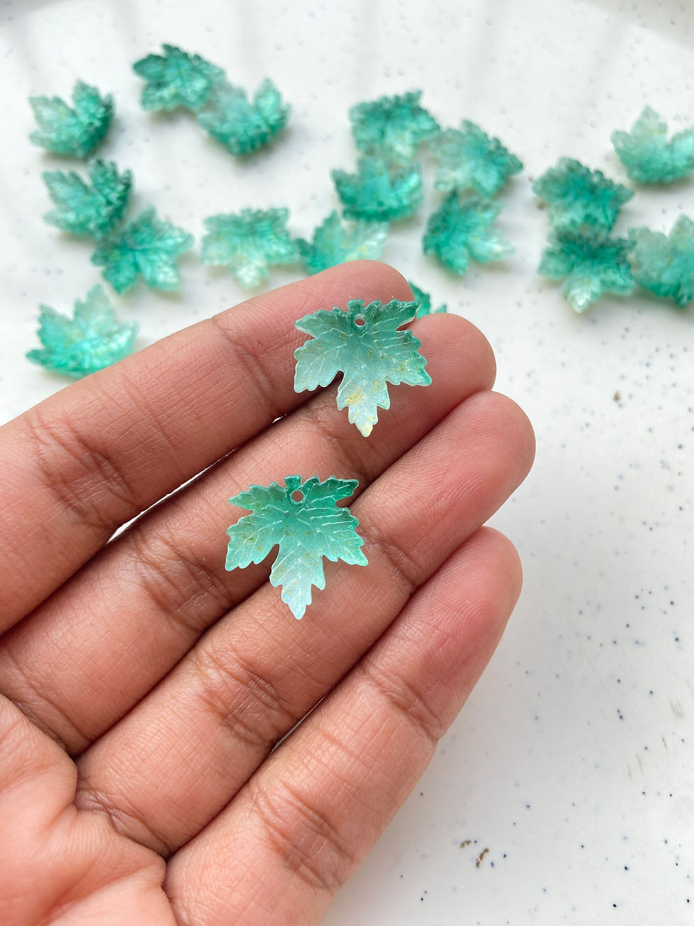 Thumbnail: Glass maple leaf charm