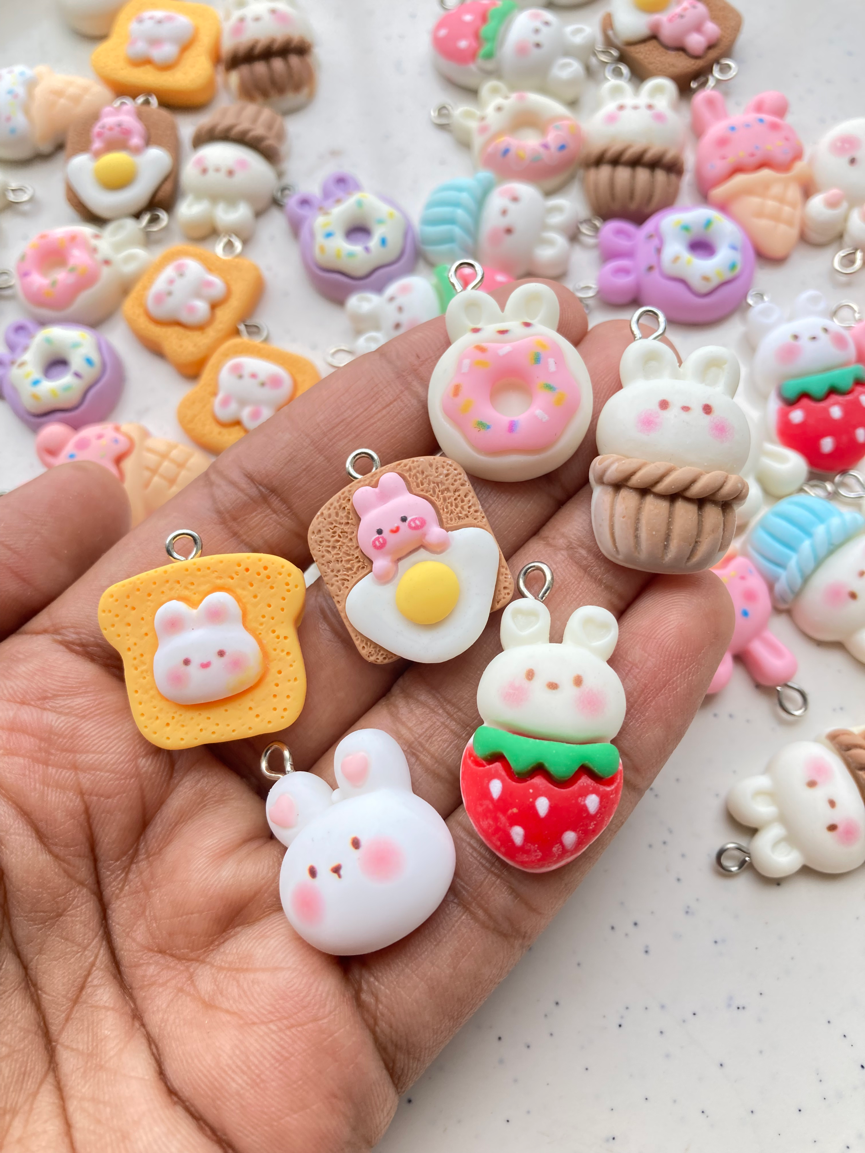 Resin rabbit mix shape charm